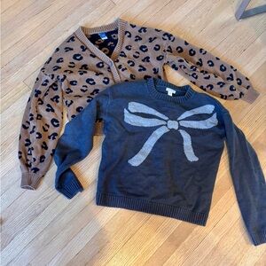 Joe Fresh Charcoal Knit Sweater and Old Navy leopard cardigan kids club